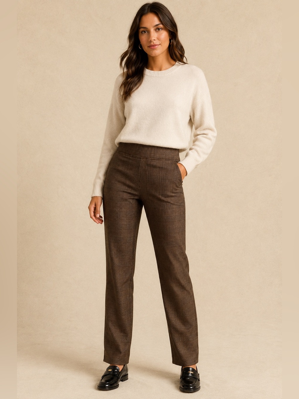Kiragrace Nina straight leg pant prince of whales houndstooth check small nwt